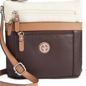 Giani Bernini Brown and Cream Crossbody Bag